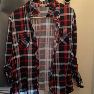 dark blue and red flannel